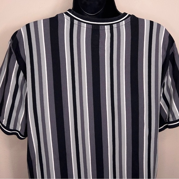 XL Grey Black White Striped Tee Womens Short Sleeve Cotton - Picture 8 of 14